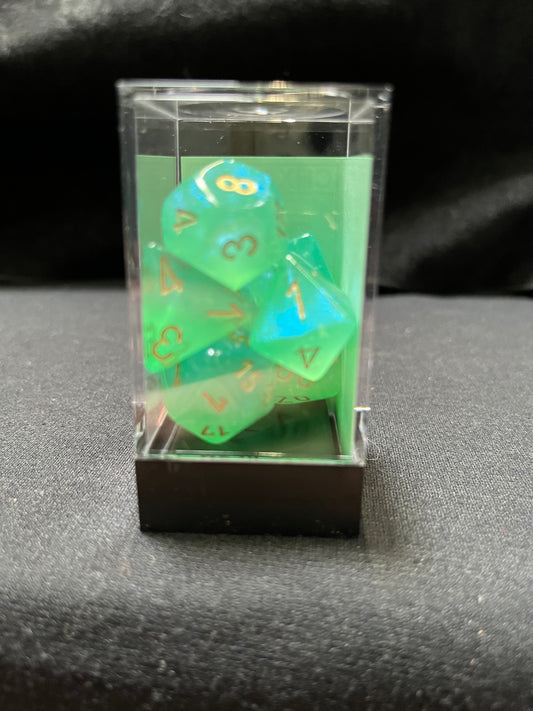 Chessex Borealis Light-Green/Gold Dice