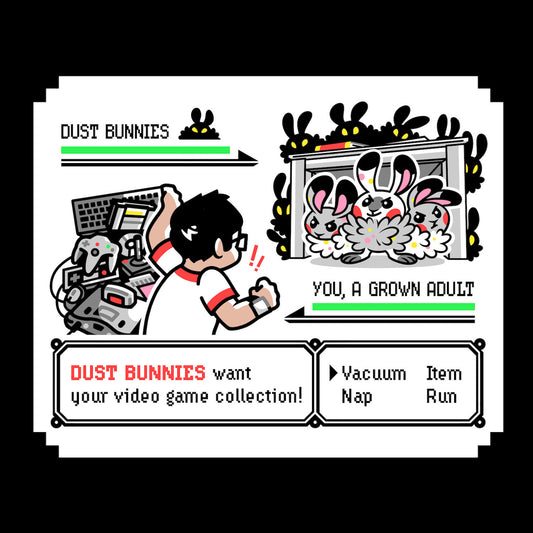 Pokemon vs. Dust Bunnies (Red) (Men's/Unisex) T-Shirt