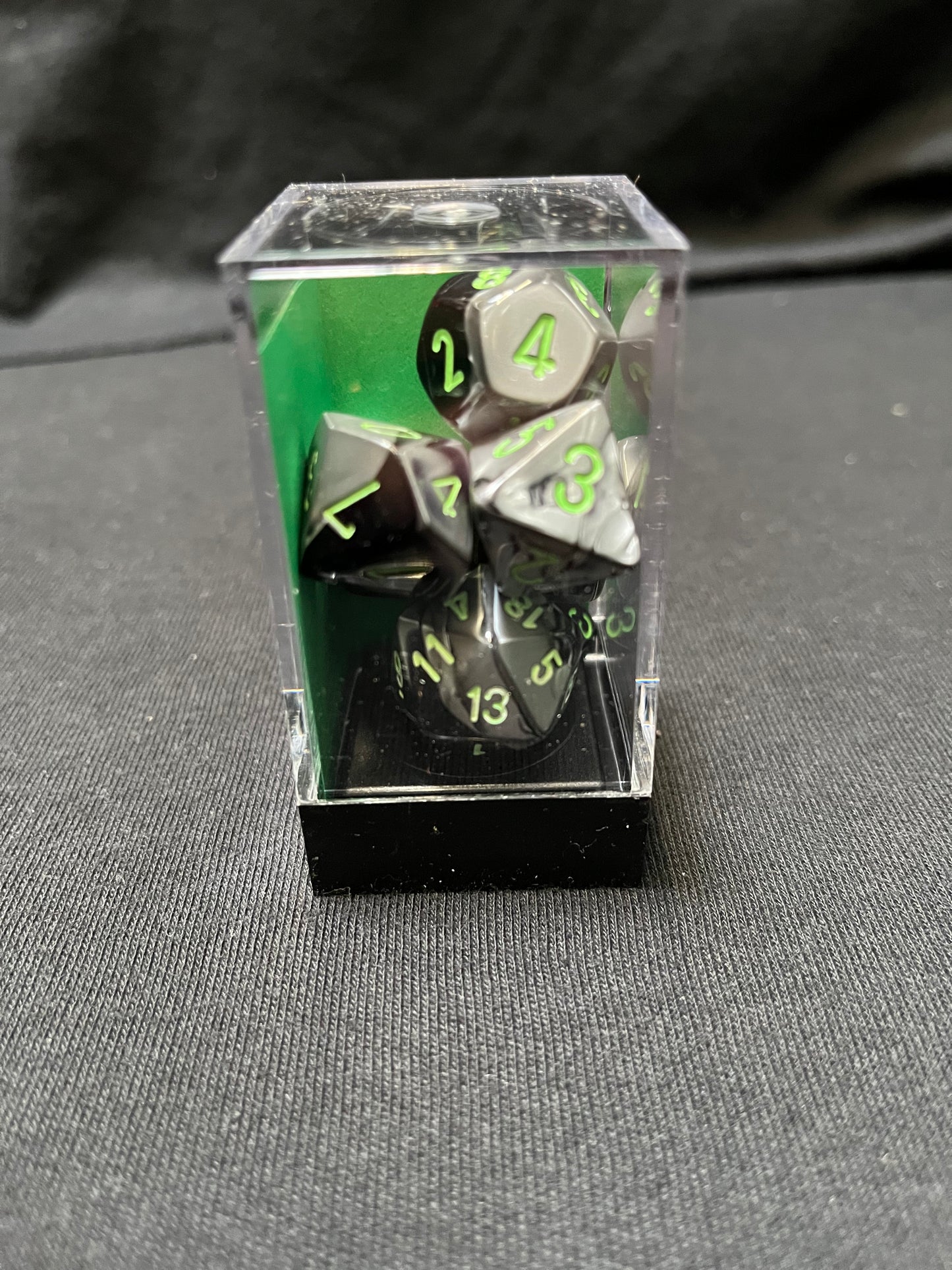 Chessex Gemini Black-Grey/Green Dice
