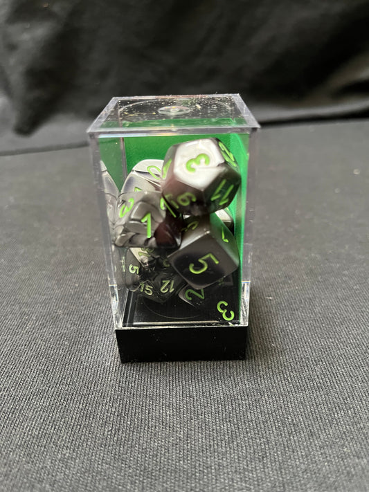 Chessex Gemini Black-Grey/Green Dice