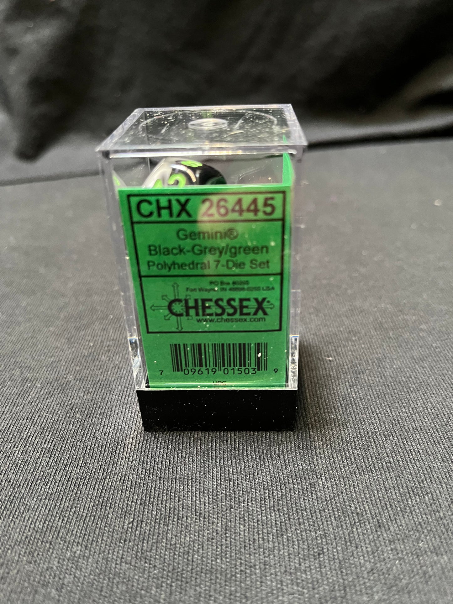 Chessex Gemini Black-Grey/Green Dice