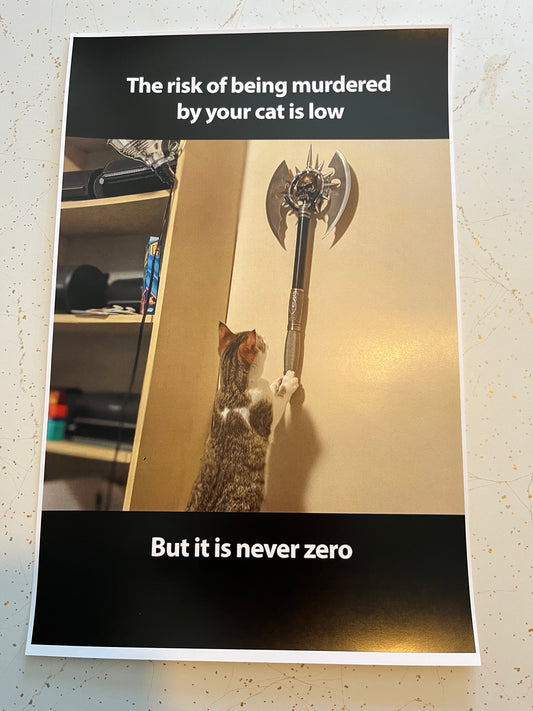 "Mrs. Cake, Noted Feline Ax Murderess" 11" x 17" Print