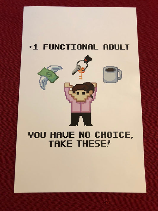 +1 Functional Adult (Female) 11" x 17" Print (White)
