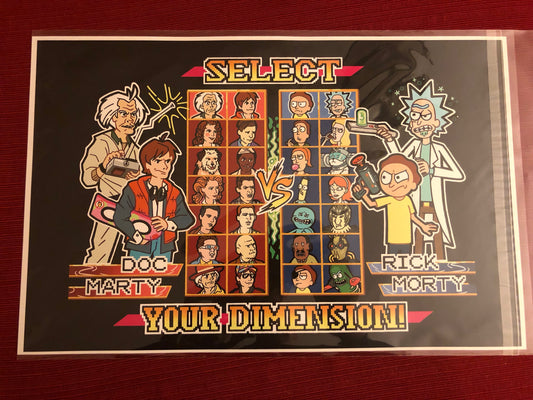 Doc Brown and Marty vs. Rick and Morty 11" x 17" Print