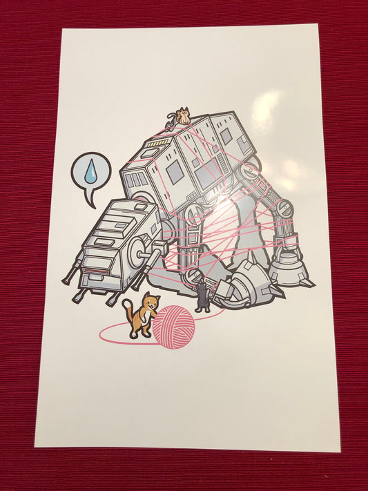 Cats vs. AT-AT 11" x 17" Print (White)