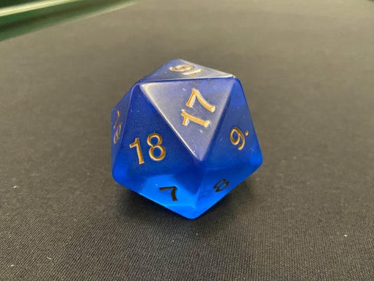 Large Translucent D20 Dice (Blue)