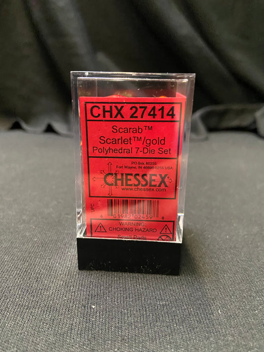 Chessex Scarlet Scarab/Gold Dice Kit