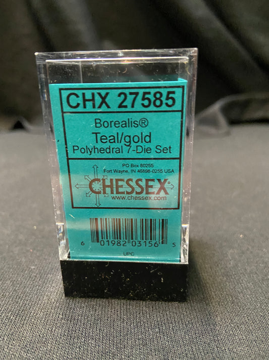 Chessex Borealis Teal/Gold Dice Kit