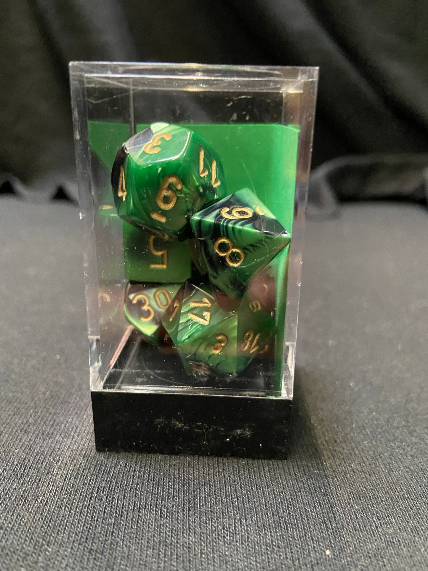 Chessex Gemini Black-Green/Gold Dice Kit