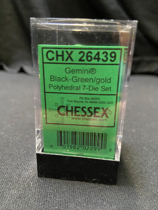 Chessex Gemini Black-Green/Gold Dice Kit