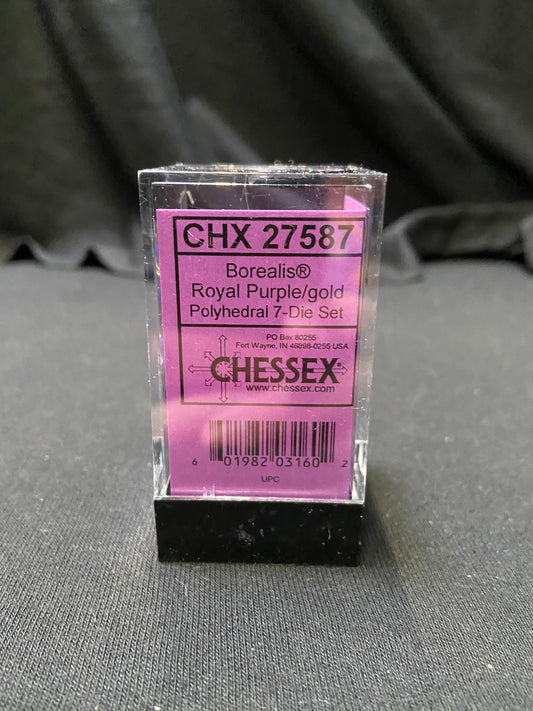 Chessex Borealis Royal Purple/Gold Dice Kit