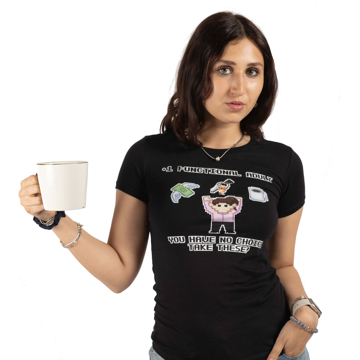 +1 Functional Adult T-Shirt (Ladies) (Black)