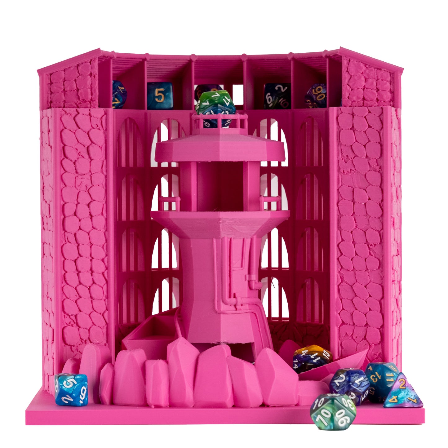 Dicecatraz 2.1 3D-Printed Combo Dice Prison/Dice Roller (Pink)