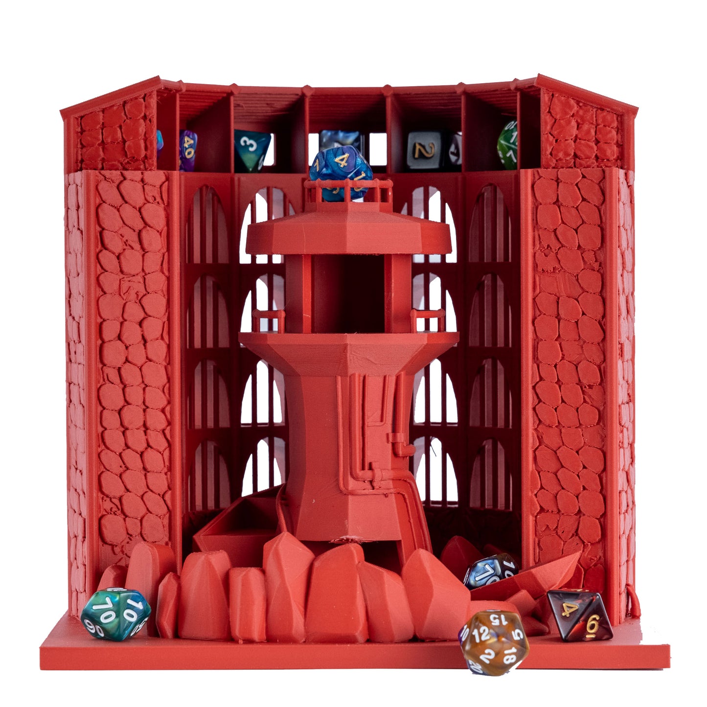 Dicecatraz 2.1 3D-Printed Combo Dice Prison/Dice Roller (Red)