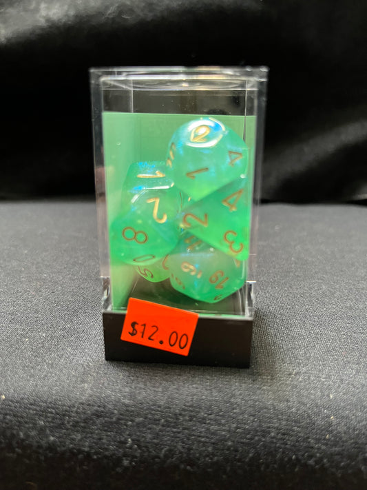 Chessex Borealis Light-Green/Gold Dice