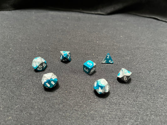 Chessex Mini Gemini Steel-Teal/White Dice