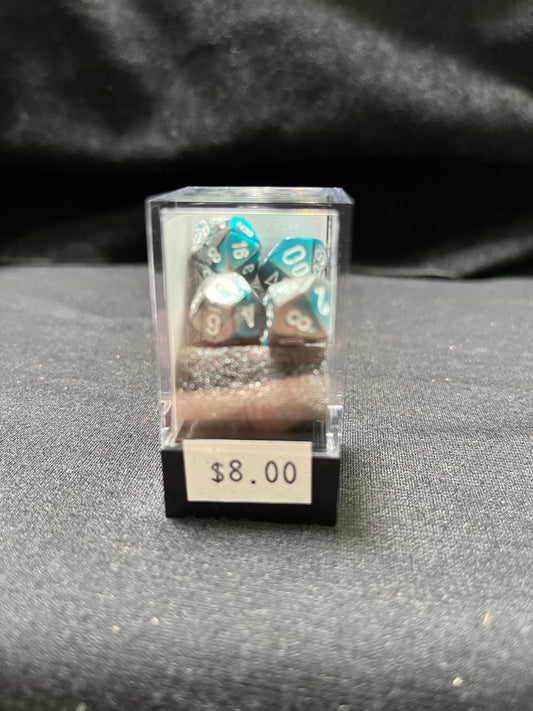 Chessex Mini Gemini Steel-Teal/White Dice