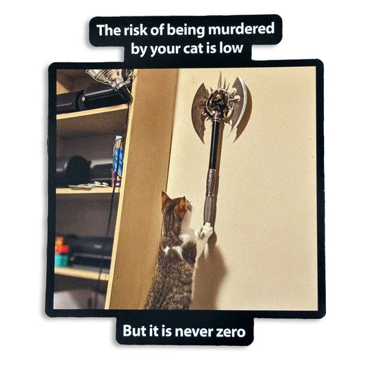 Mrs. Cake, Noted Feline Ax Murderess 4" Magnet