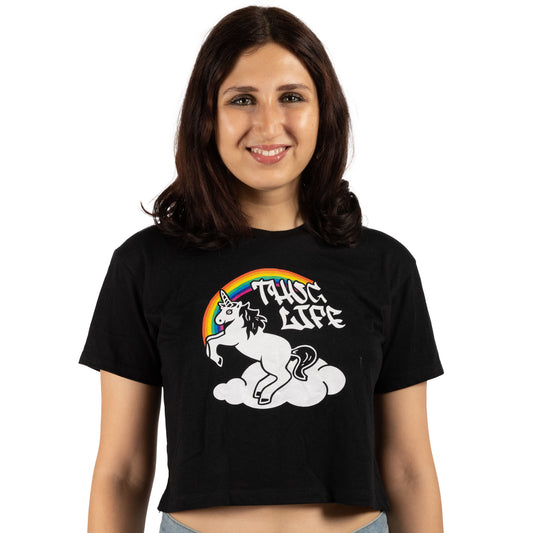 Thug Life Rainbow Unicorn T-Shirt (Crop Top)