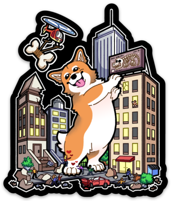 CORGZILLA!!! VINYL DECAL (4" )