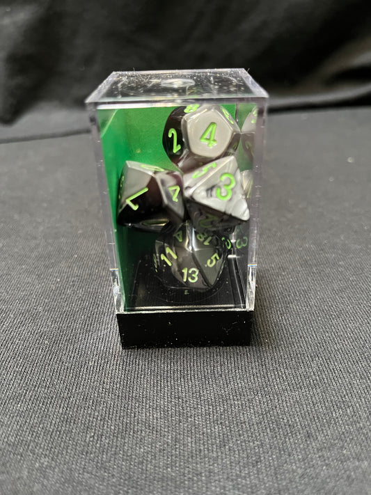 Chessex Gemini Black-Grey/Green Dice