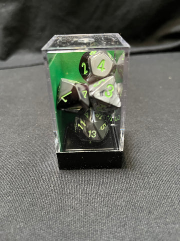 Chessex Gemini Black-Grey/Green Dice