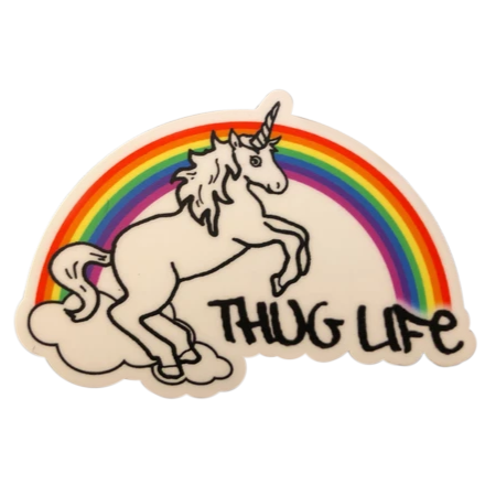 THUG LIFE RAINBOW UNICORN VINYL DECAL (4")