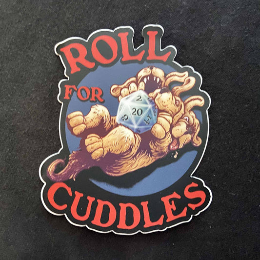 "Roll for Cuddles" Cerberus 4" Vinyl Decal