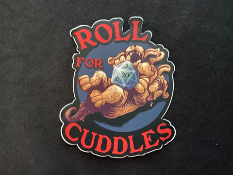 "Roll for Cuddles" Cerberus 4" Vinyl Decal