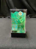 Chessex Borealis Light Green/Gold Dice Kit