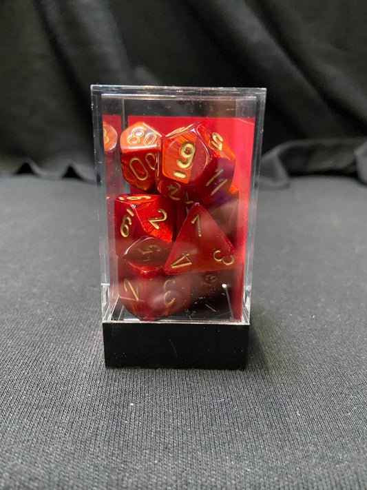Chessex Scarlet Scarab/Gold Dice Kit
