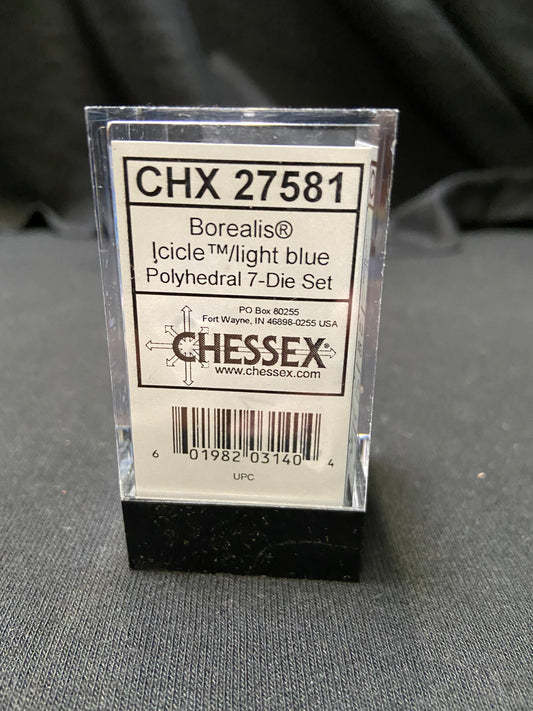 Chessex Borealis Icicle/Light Blue Dice Kit