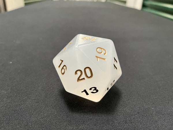 Large Translucent D20 Dice (White)