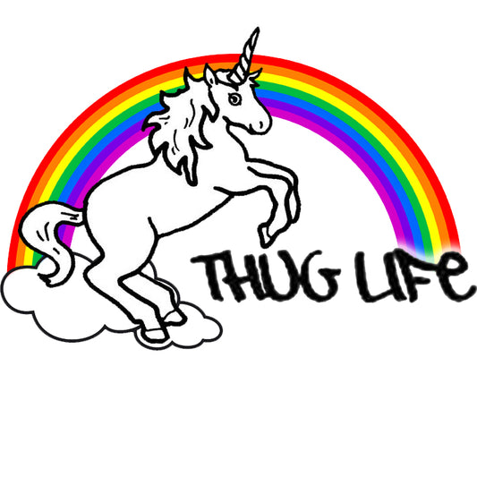 Thug Life Rainbow Unicorn T-Shirt (Men's) (White)