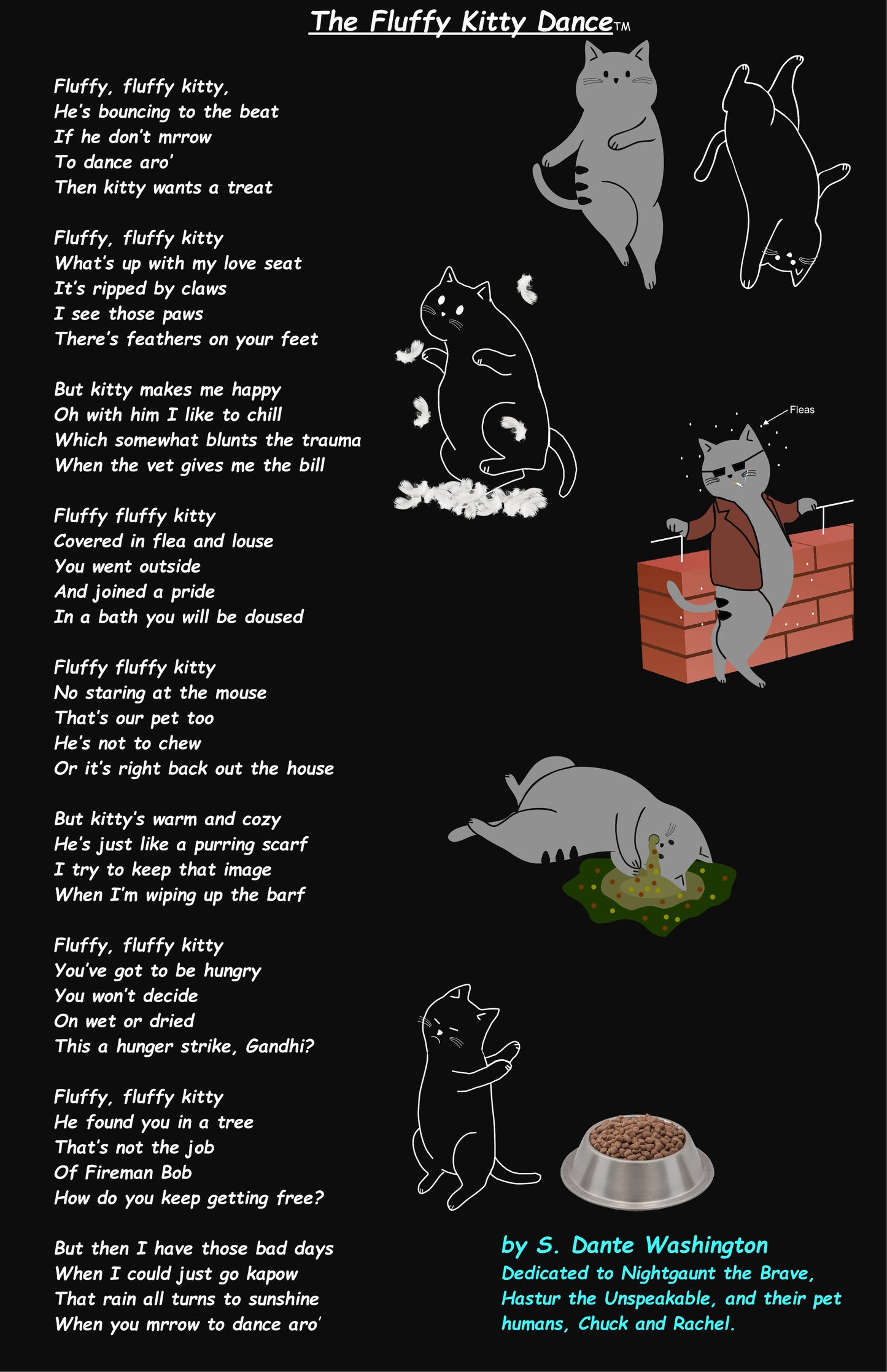 "Fluffy Kitty Dance" 11" x 17" Glossy Print