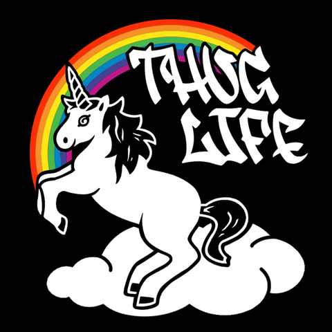 Thug Life Rainbow Unicorn Racerback Tank Top (Black)