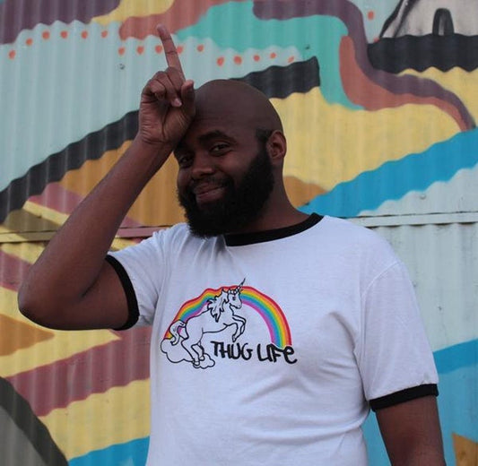 Thug Life Rainbow Unicorn T-Shirt (Men's) (White)